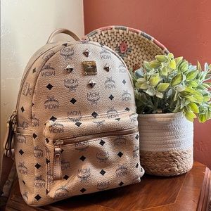 CREAM & GOLD MCM BACKPACK